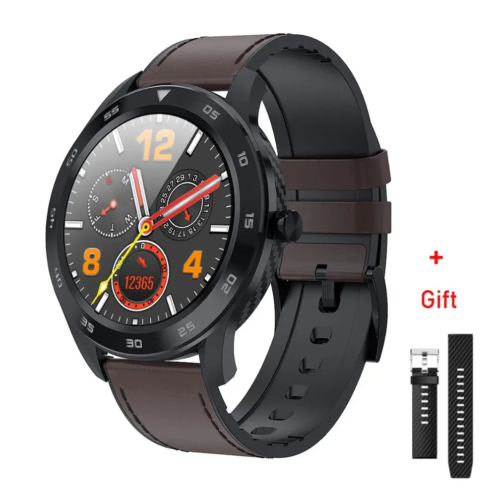 LYKRY DT98 Bluetooth набор вызова Смарт часы полный экран сенсорный Браслет фитнес трекер ЭКГ монитор сердечного ритма Ip68 водонепроницаемый - Цвет: Brown leather