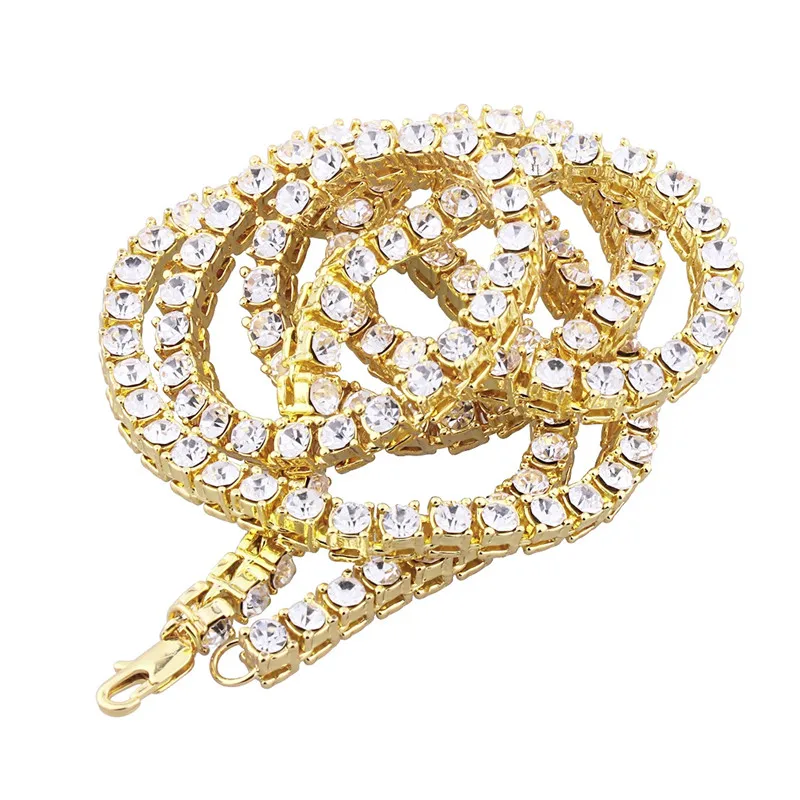 Белый/золотой/черный 20/24/30 дюймов 1 ряд 4 мм имитация лаборатории цепочка, украшенная бриллиантами в стиле «хип-хоп» Стиль теннисное ожерелье Для мужчин наряды вечерние клубная одежда