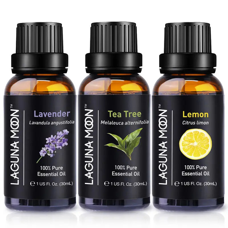Lagunamoon 30ml 3pcs Set Lavender Tea Tree Lemon Essential Oils Set for