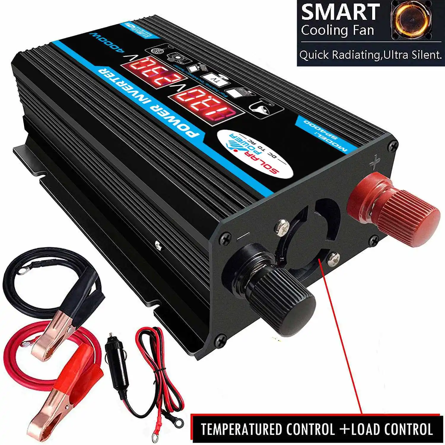 

4000W Peaks Car Power Inverter 12V-220V/110V Modified Sine Wave Converter with LCD Screen Dual USB 8 Safety Protection Balck