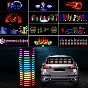 Auto Sticker Muziek Rhythm Led Flash Light Lamp Auto Achterruit Decoratieve Licht Equalizer Met Control Box Auto Sticker Muziek Rhythm Led Flash Light Lamp Auto Achterruit Decoratieve Licht Equalizer Met Control Box