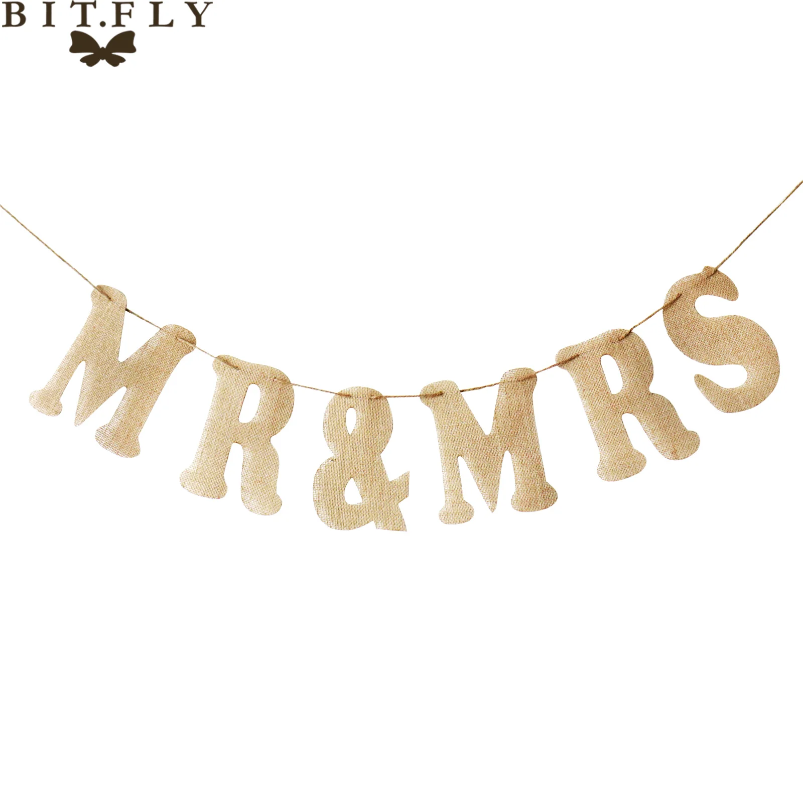 Женская джутовая гирлянда с надписью Mr & Mrs|Флажки вымпелы и конфетти| |