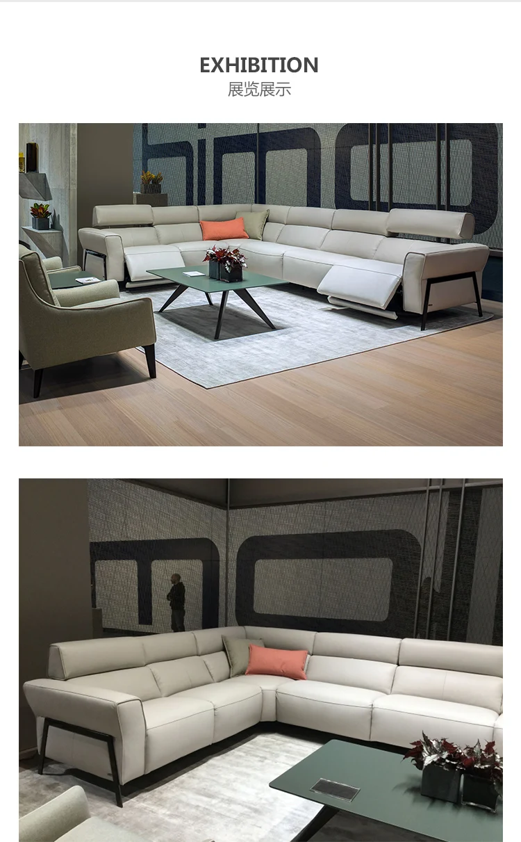 Living Room Sofa set L seater real genuine leather sofas electric recliner salon couch puff asiento muebles de sala canape cama