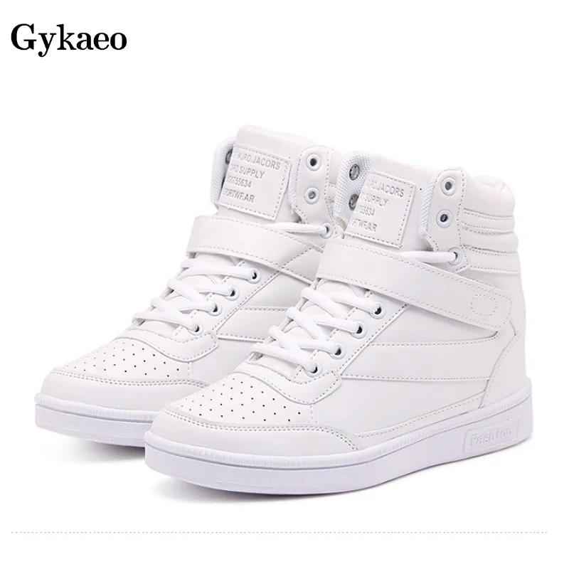 Gykaeo/Женская обувь на танкетке; Женская обувь в повседневном стиле; дышащая обувь на высокой платформе; сезон весна года; белые кроссовки для студентов; zapatillas mujer