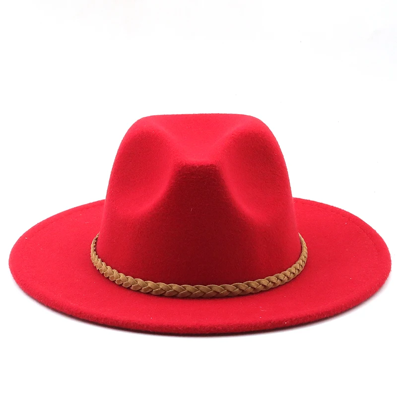 Frauen Männer Wolle Fedora Hut Mit Wildleder Band Gentleman Elegante Dame Winter Herbst Breite Krempe Jazz Kirche Panama Sombrero Kappe – Detail 3