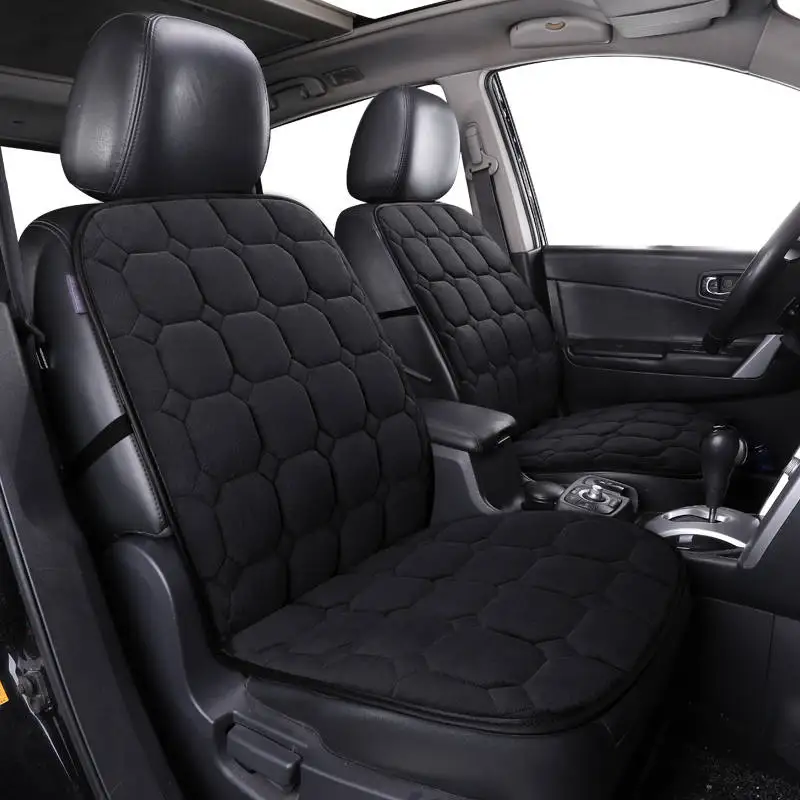 Black 1 Pcs Универсальный плюшевый чехол для сиденья автомобиля зимний теплый искусственный мех Авто Переднее заднее сиденье со спинкой Подушка аксессуары для интерьера защита - Название цвета: Black 1 Pcs