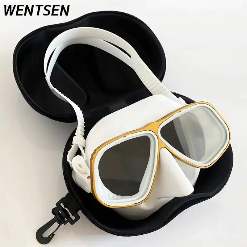 Máscara para buceo gratis para adultos, gafas con borde dorado, gafas para esnórquel de volumen Ultra bajo, para Buceo, respiración gratis, 2021