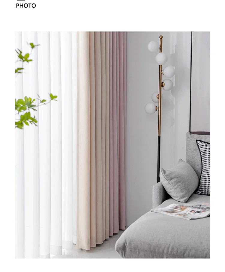 Modern Curtains for Living Dining Room Bedroom Simple Chenille Stitching Curtains Girl Color Matching New House Curtains