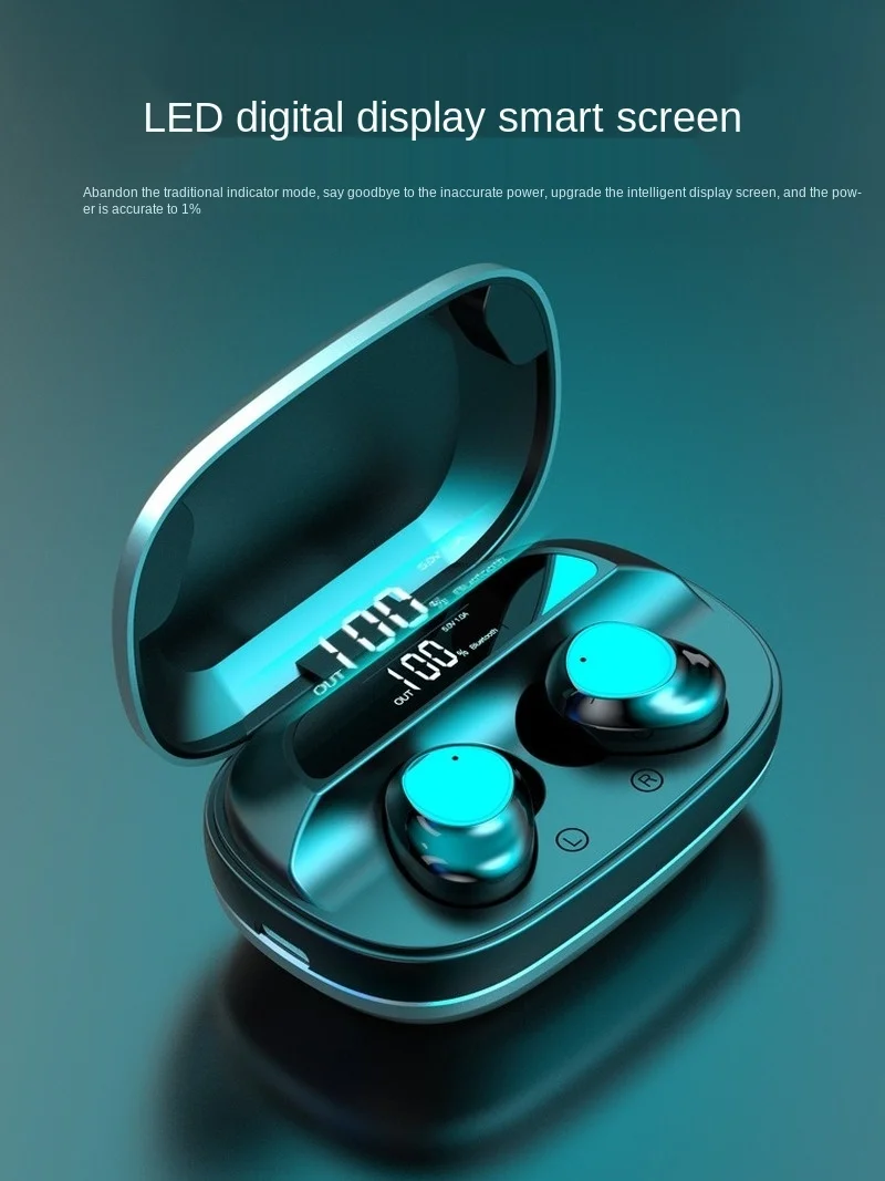 Free shipping Wireless bluetooth metal Digital display waterproof Noise reduction Portable charging box Fingerprint touch