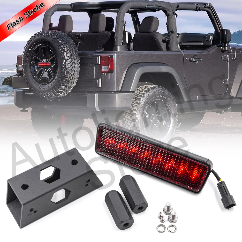 1pcs Smoked Strobe Led Third Brake Lamp For 07-17 Jeep Wrangler Jk W/spare  Tire Mount Red Color Tail Light - Signal Lamp - AliExpress