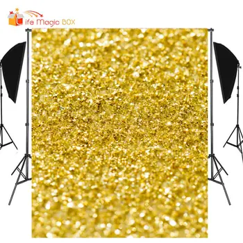 

LIFE MAGIC BOX Glitter Backdrop Golden Color Yellow Backgrounds for Photo Studio Baby Backdrop Royal Prince Decorations