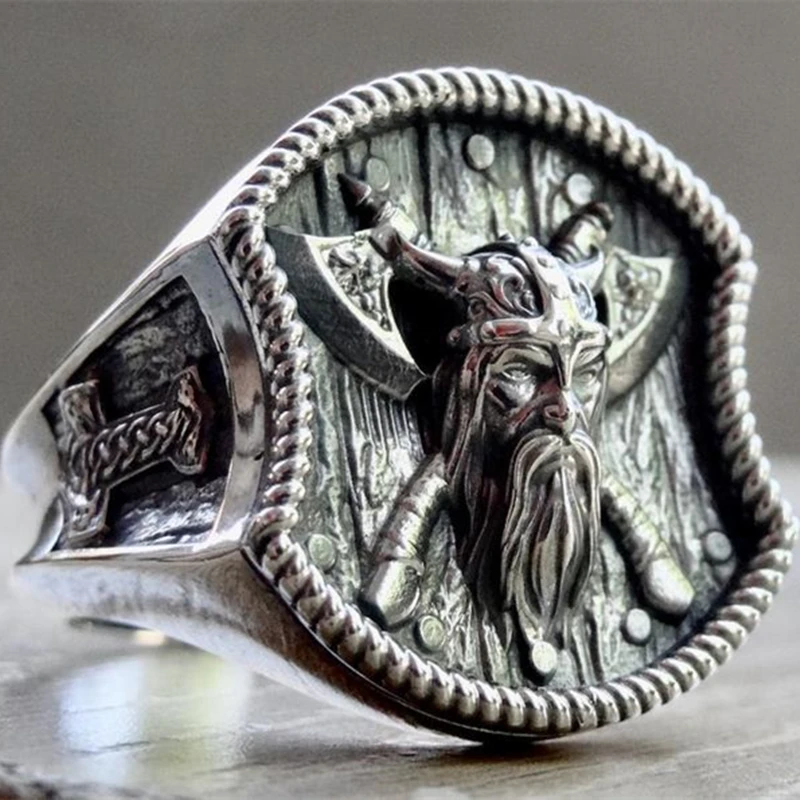 Huge Norse Thunder God Viking Thor's Hammer 316L Stainless Steel Men Biker Ring 