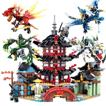 

Ninjago Temple Boat Dragon Knight Building Block Dinosaur Compatible Legoing Ninja Bricks Toys for Children Educational Toys