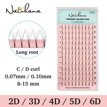 NATUHANA, накладные ресницы 2D, 3D, 4D, 5D, 6D, с длинным стеблем, накладные ресницы, предварительно сделанные, русский объем, вееры, искусственная норка, накладные ресницы, макияж, Cilios
