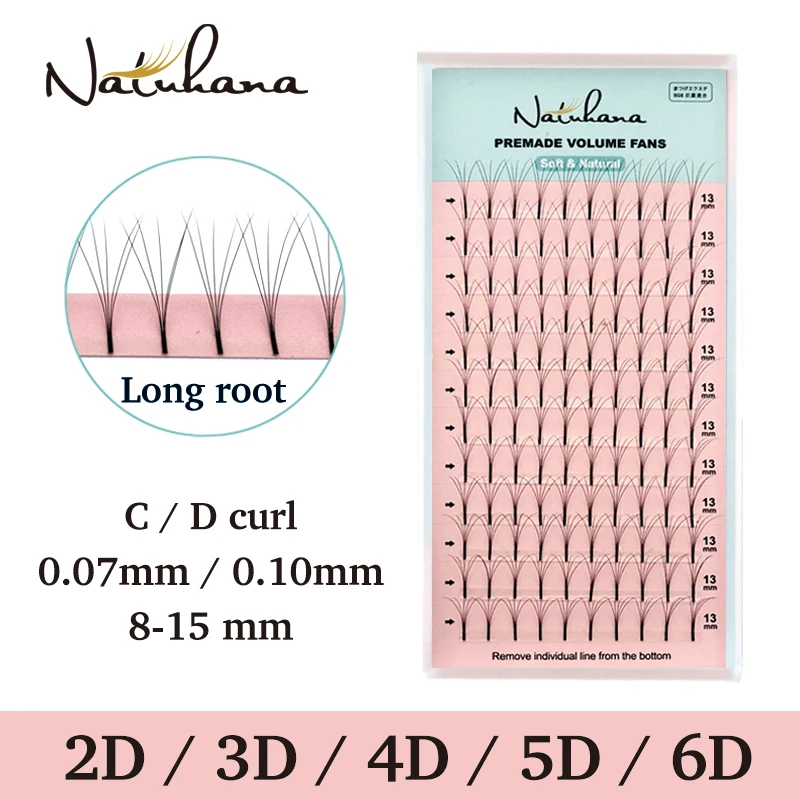 

NATUHANA 2D 3D 4D 5D 6D Long Stem False Lashes Premade Russian Volume Fans Faux Mink Premade Eyelash Extensions Makeup Cilios