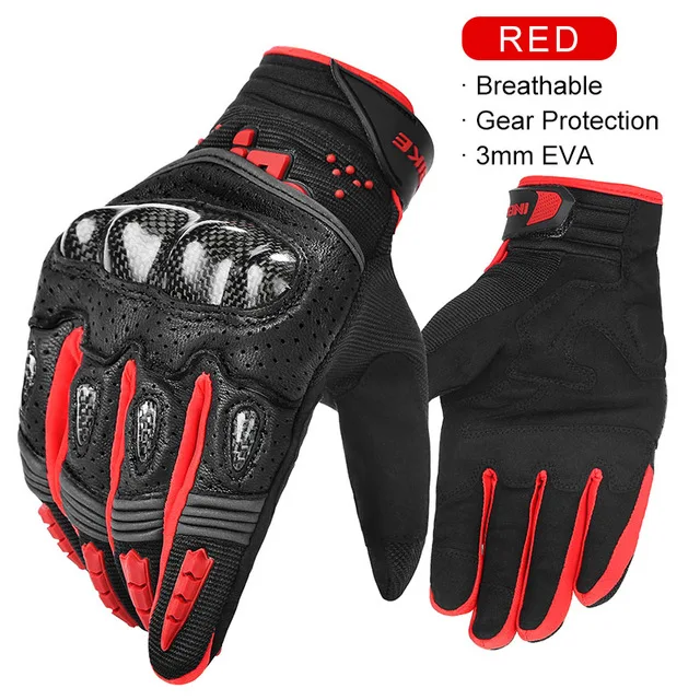 Red INBIKE Перчатки для мотоциклистов, перчатки для мотокросса, кожаные перчатки для мужчин и женщин, перчатки для мотогонок, езды на велосипеде - Color: Red