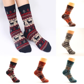 

Funny Christmas Socks Unisex Cartoon Deer Snowflake Winter Warm Cotton Socks Casual Wool Sports Socks Comfortable Happy Sock