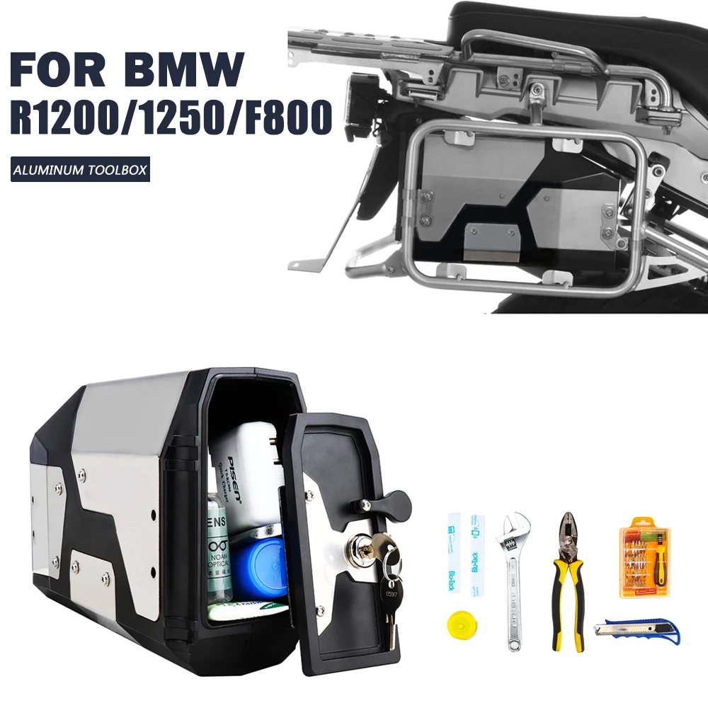 New Arrival! Tool Box For BMW r1250gs r1200gs lc & adv Adventure 2002 2008 2018 for BMW r 1200 gs Left Side Bracket Aluminum box