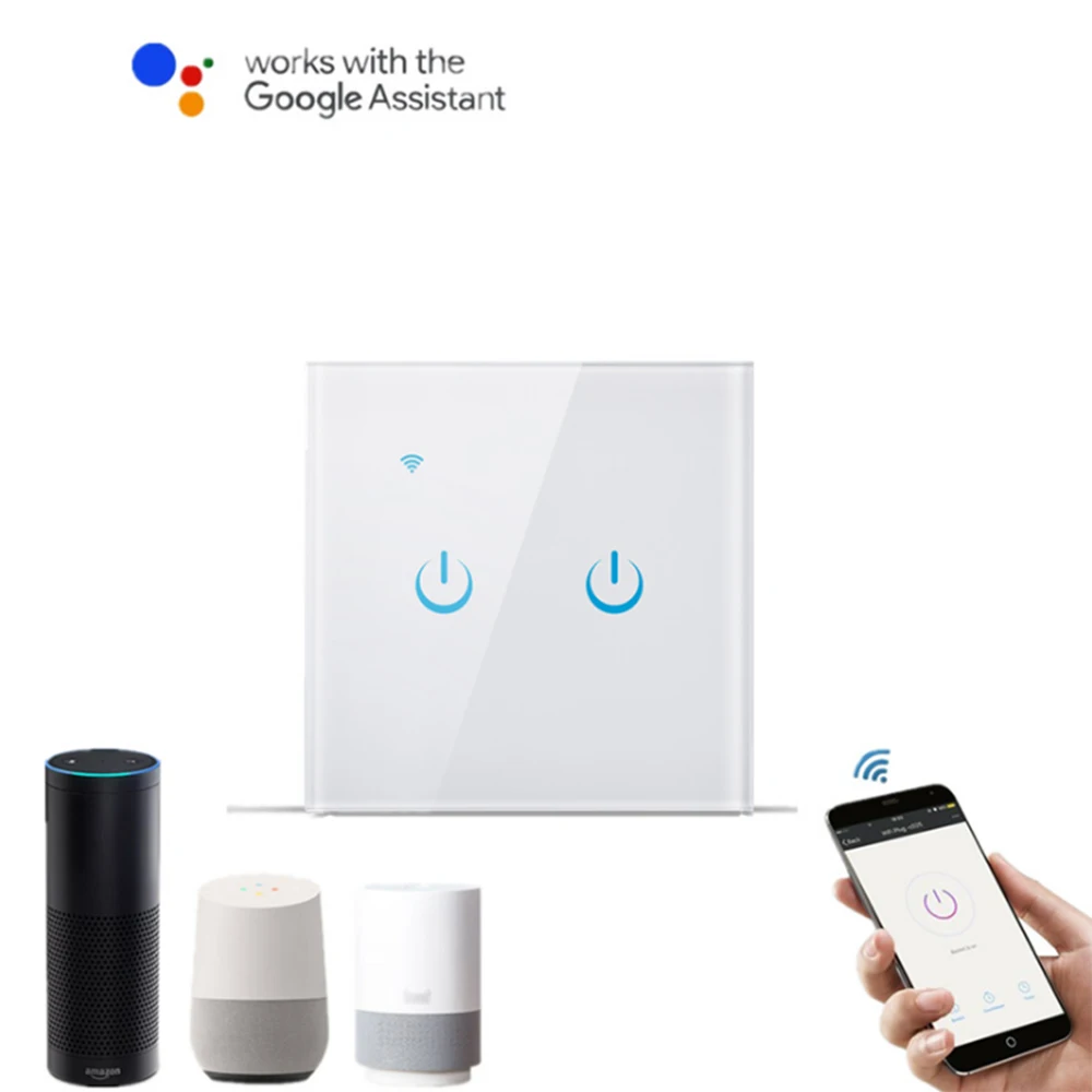 Wall Wifi Smart Light Touch Switch Control US Standard Work with Alexa Google Home 1/2/3 Gang Switch Panel Wireless Intelligence