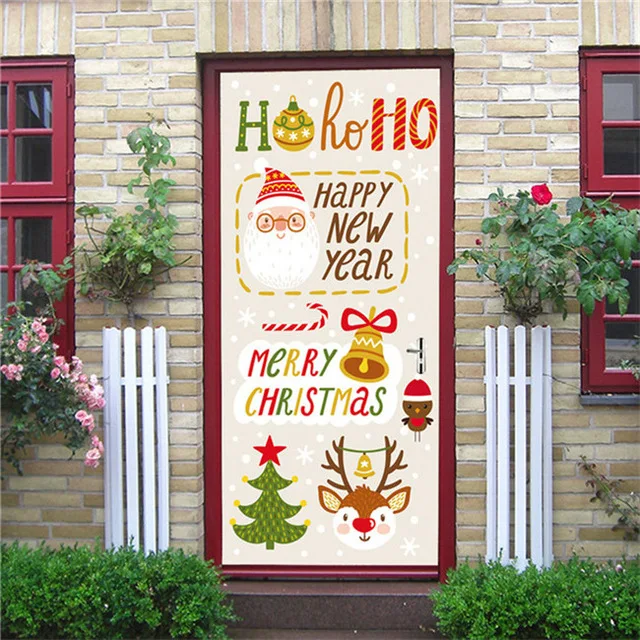 Домашний Декор 3D дверь стикер рождественская ель подарок самоклеящаяся Снежная картина Печать Водонепроницаемая защита окружающей среды Artwrok - Цвет: Door XJNN6156-14