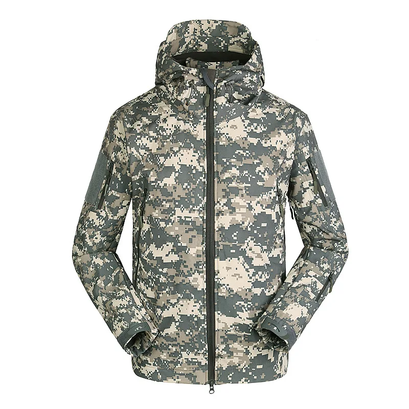 Уличные зимние теплые походные куртки военные тактические софтшелл Куртки разноцветные камуфляжные водонепроницаемые ветрозащитные пальто с капюшоном - Цвет: ACUmc