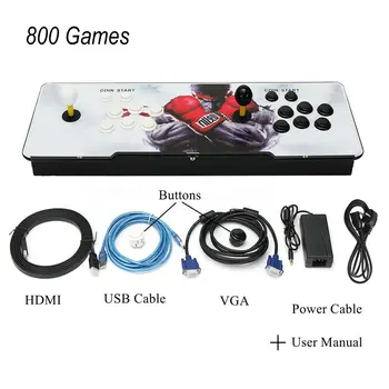 

800 Games Home Multiplayer Arcade Game Console Kit Set Double Joystick HDMI VGA Interface Console With Pause Function