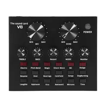 

V8 Audio Bluetooth USB Headset Mic K Song Stereo Live Broadcast Sound Card Sound Broadcast for Phone Computer PC