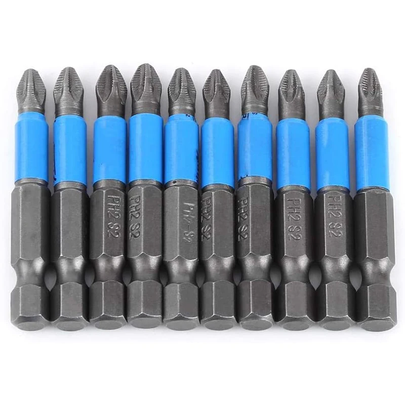 

10PCS Magnetic Screwdriver Bit Set 50MM PH2 Anti Slip Philips Electric Power Tool