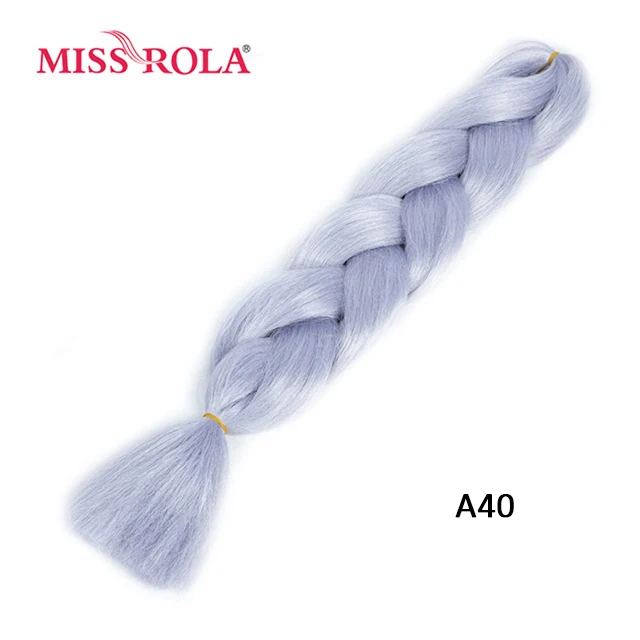 Miss Rola Synthetic Support Wholesale 100g 24 Inch Jumbo BraidsPink Green Yellow High Temperature Fiber Ombre Hair Extensions A40