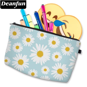 

Deanfun Women Printing Daisy Makeup Bags with Zipper Light Blue Cosmetic Bag Gift Pencil Bag D52359