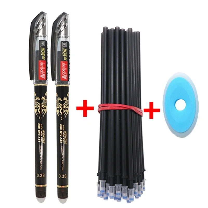 

53Pcs/Lot Erasable Pen Refill Set Washable Handle 0.38mm Blue Black Ink Erasable Pen Refill Rod School Office Writing Stationery