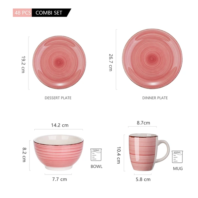 Vancasso Bella-P 16/32/48 Darabok Porcelán Vacsora Szett Vintage Kerámia Tányérkészlet, Desszert Tányér, Tál, Bögre Készlet - Image 6