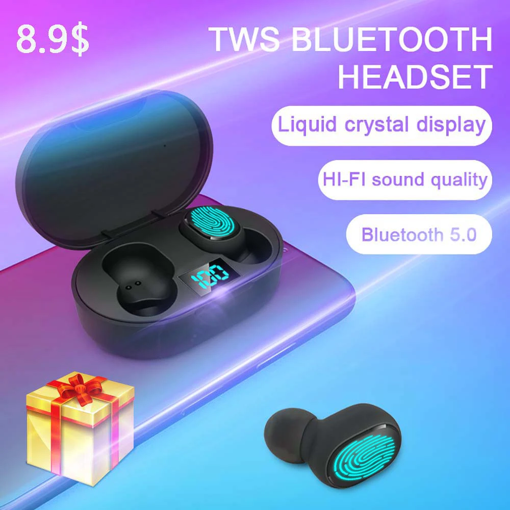 E6S TWS Bluetooth Earphone V5.0 Wireless Headphones Sport Waterproof
