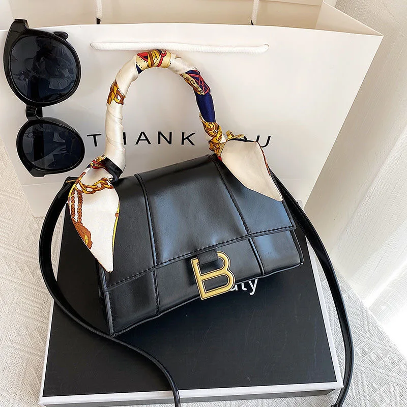 Bolso de mano de lujo suave con asa superior para mujer, bolsa de mano de piel de cocodrilo y reloj de arena, marca B de Metal, bolsas de mensajero de hombro