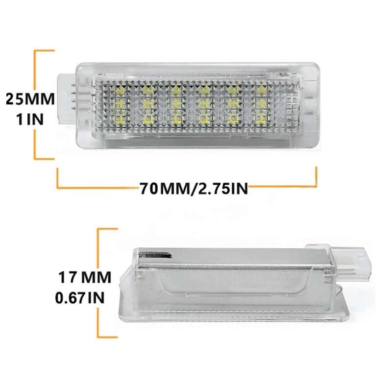2Pcs LED Under Door Courtesy Interior Footwell Light Luggage Trunk Glove Box Lam