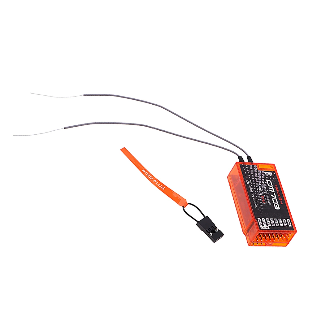  CM703 7 Channel 2.4Ghz RX Receiver with Satellite PPM & PWM Output Compatible with DSM2 and DSMX, Orange