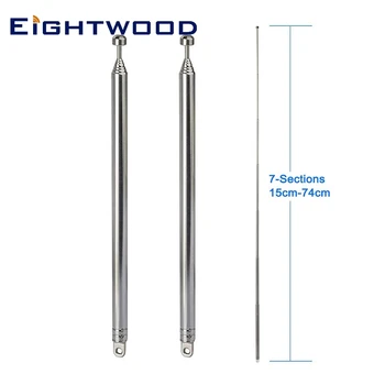 

Eightwood 2pcs 7-Sections Telescopic 74cm FM Antenna Replacement Compatible with Indoor Portable Radio Bluetooth Stereo Receiver