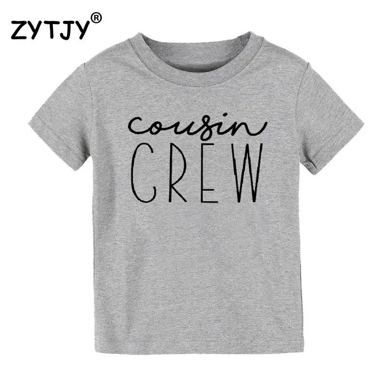 Детская футболка с принтом «Cousin Crew» футболка для мальчиков и девочек, детская одежда для малышей Забавные футболки Tumblr Прямая поставка, CZ-76 - Цвет: Серый