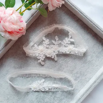 

Wedding Accessories Elegant Women Lace Mesh Belt Sexy Pearl Lace Garter for Bride Party Wedding Leg Rings