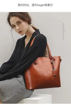 

High quality elegant leather bag messenger purse casual trend shoulder women casual tote lady hand composite bag set for women