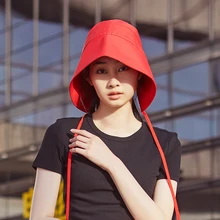 OhSunny New Summer Large Brim Bucket Hats With Ribbon Sunscreen UV Protection UPF 50+ Beach Foldable Washable Hats For Women