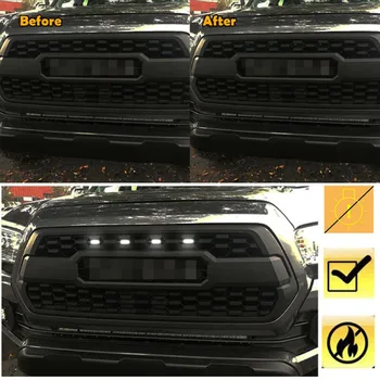 

For Toyota Tacoma TRD Pro Grill LED Light Car Auto White Smoked Front Grille