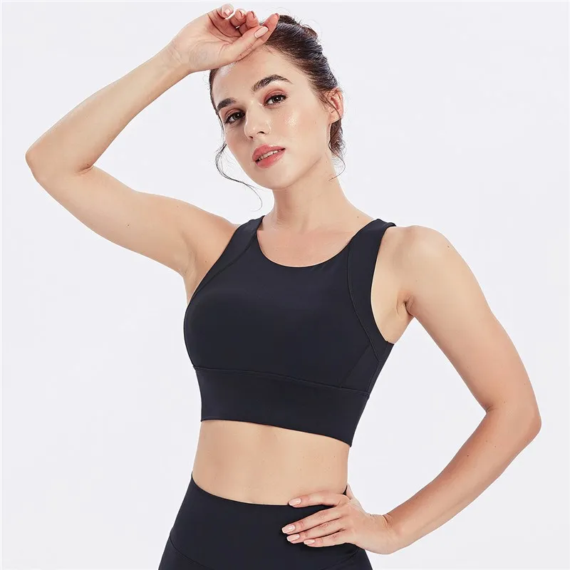 Vansydical Yoga Fitness Gym Crop Top Shockproof Running Sports