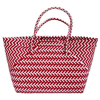 

Striped Grocery Basket Woven Shopping Bag Women Quality Handbags Large Capacity Beach Bag Tote Ladies Handbags Bolsa Feminina Re