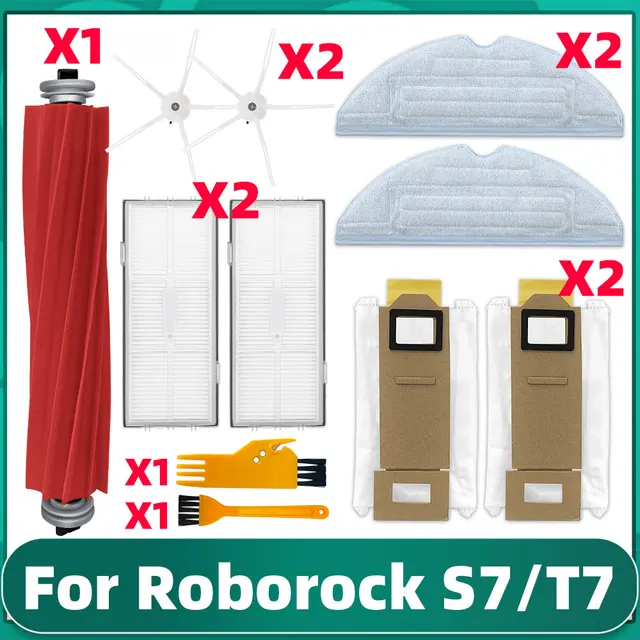 Xiaomi Roborock S7 Max / T7S Plus / G10 Replacement Parts Main Side Brush Hepa Filter Mop Dust Bag Cover Vacuum Cleaner Kits Set G