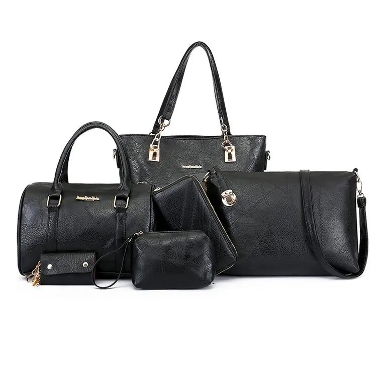 

Bags 2018 New Style Imitation Sheepskin Joint Pattern WOMEN'S Bag Retro Pieces of Different Size Bags Shoulder Handbag