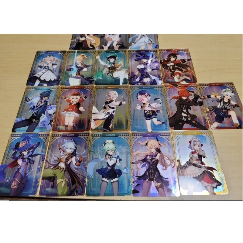 Game Genshin Impact Bandai Metal Card Collection Original Box Blind Box Diluc Klee Keqing 40 Pcs Collector's Edition Lucky Boxs