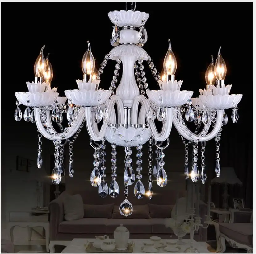 European White Crystal Chandeliers Nordic Modern LED Chandeliers For Living Room AC lustres de sala de cristal Home Decoration