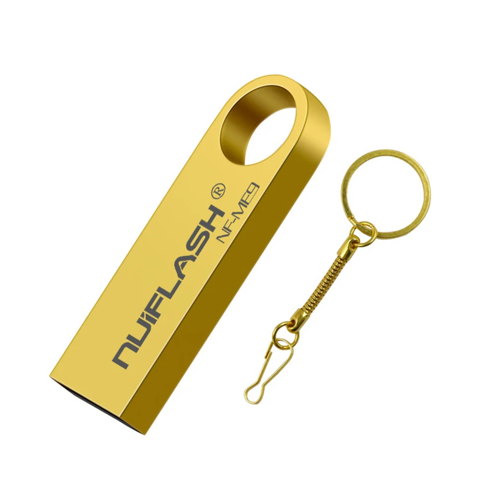 Портативный металлический Водонепроницаемый 4/8/16/32/64 ГБ флеш-накопитель USB 3,0 портативных ПК U диск металлический ключ карта pendrive - Цвет: Golden