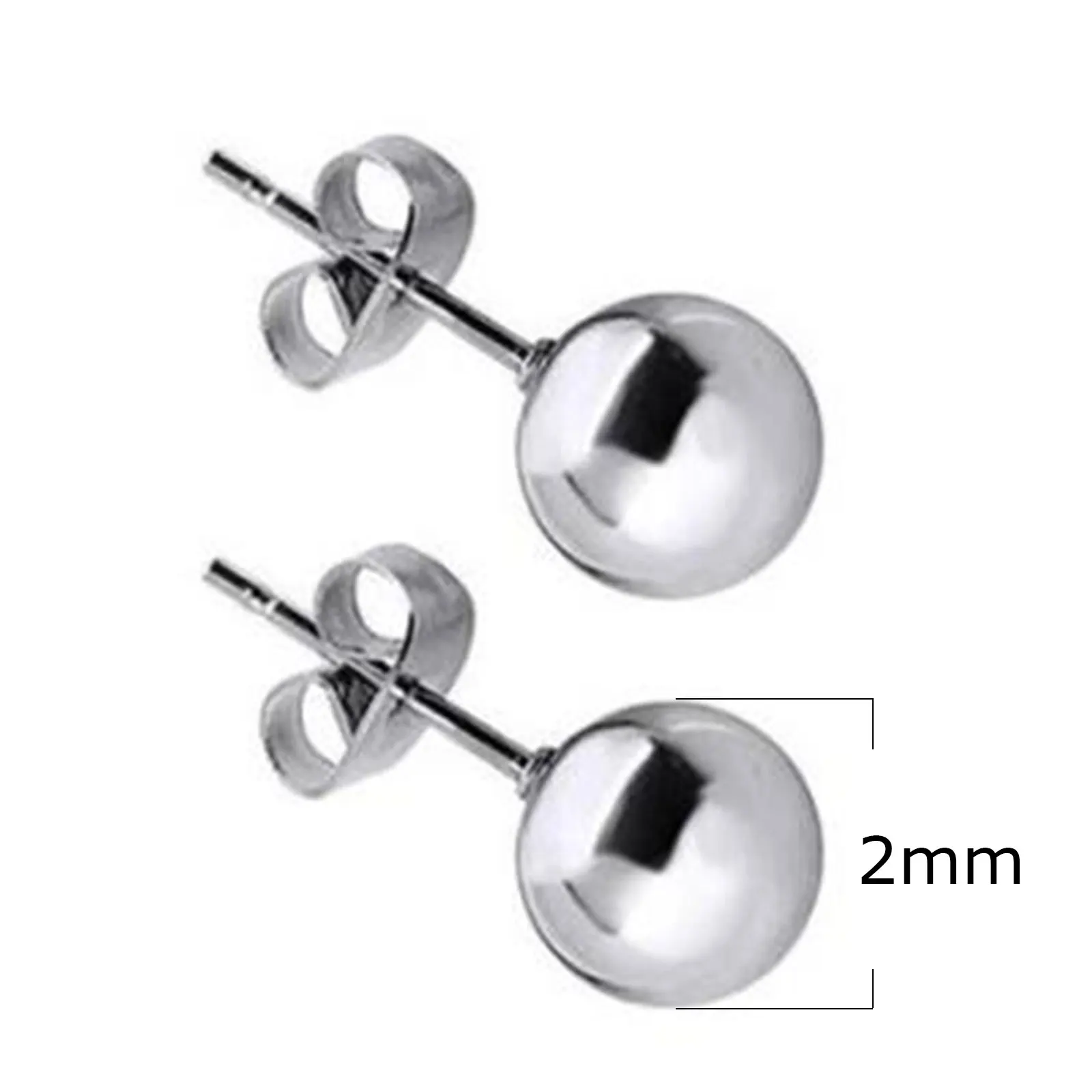 Stainless Steel Stud Earrings For Women Men Jewelry Gold Silver Color Ball 2-8mm Dia 1 Pair